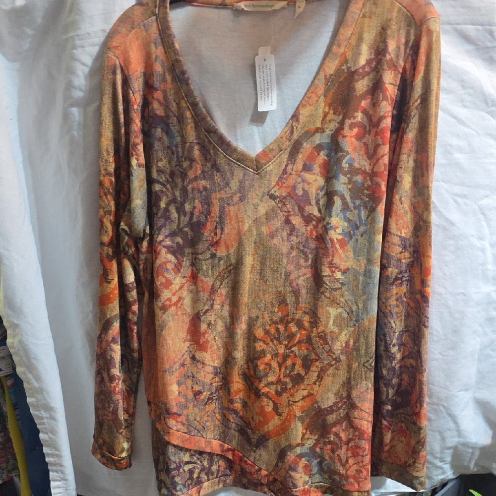 Soft Surroundings Earthy Tones V-Neck Top
